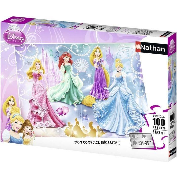 Disney Rompecabezas Princesas Brillantes 100 Piezas 36x26 cm para Niñas a partir de 6 Años con 3 Compartimentos Clasificadores 1
