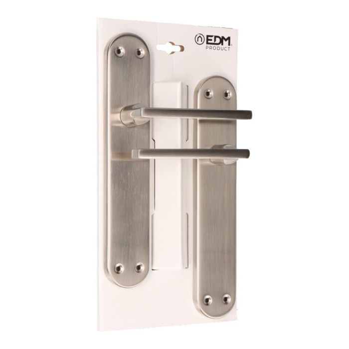 Edm Juego de Manillas 606 Níquel Satinado Placa 240x45mm Acero Aluminio 1