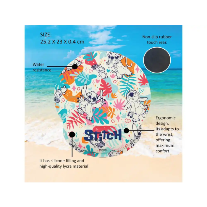 Wondee Alfombrilla Ratón Lilo & Stitch Ergonómica con Reposamuñecas de Gel Antideslizante 250x20x230 mm 2