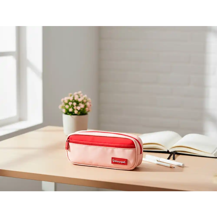 Liderpapel Estuche Portatodo Duo 2 Cremalleras con Bolsillo Frontal Rosa 20x90x50 mm 6