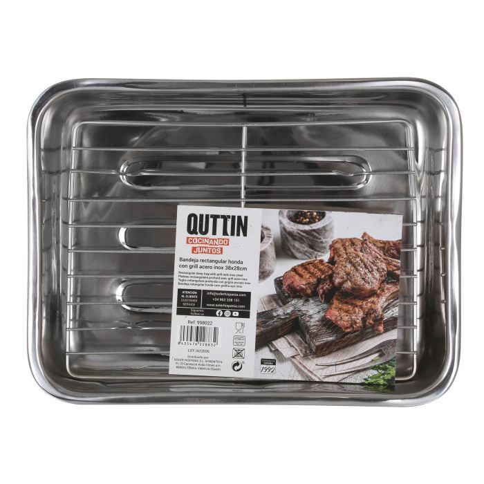 Bandeja rectangular con grill Quttin 38x28 cm (4 Unidades) 3 Bandeja rectangular con grill Quttin 38x28 cm (4 Unidades) 3