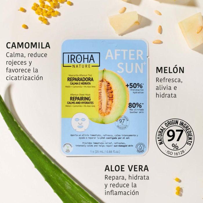 Iroha Mascarilla Facial MELON repairing calms and hydrates, Repara, Calma e Hidrata la Piel 1 Unidad 1 Iroha Mascarilla Facial MELON repairing calms and hydrates, Repara, Calma e Hidrata la Piel 1 Unidad 1