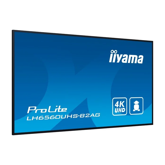 Monitor Iiyama 65" 3840X2160, Uhd, 500Cd/M2, Landscape Portrait, Mm 2X 10W, 3X Hdmi, Usb 2.0 X2, Wifi, Lan, Media Play Usb, Control Lan / Rs232C, Iisignage2 (Cms/Dms),E-Share,Android 11 Os, 24/7,Vesa Mount 400X400 (Soporte Pared Incluido) (Lh6560Uhs- 1