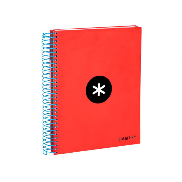 Antartik Cuaderno Espiral A5 Micro Tapa Forrada 120 Hojas 90gr Horizontal 5 Bandas 6 Taladros Color Rojo 4