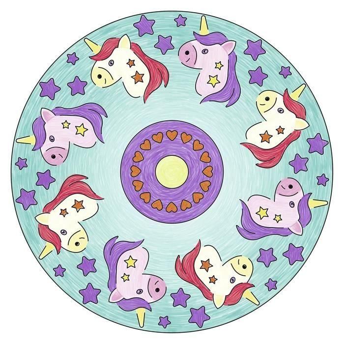 Ravensburger Mandala design Unicornio, Set de Dibujo y Coloreo Famosos Mandalas con Temática de Unicornios para Niñas, Edad Recomendada 6+ años 4
