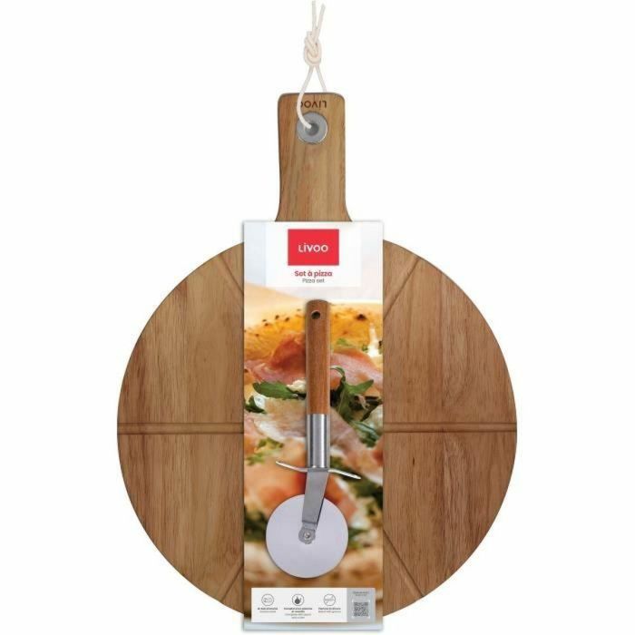 Livoo MES158 Juego de Pizza con Tabla para Servir de Madera de Acacia de 30x45 cm, Incluye 1 Cortador de Pizza y Mango con Orificio para Colgar 2 Livoo MES158 Juego de Pizza con Tabla para Servir de Madera de Acacia de 30x45 cm, Incluye 1 Cortador de Pizza y Mango con Orificio para Colgar 2