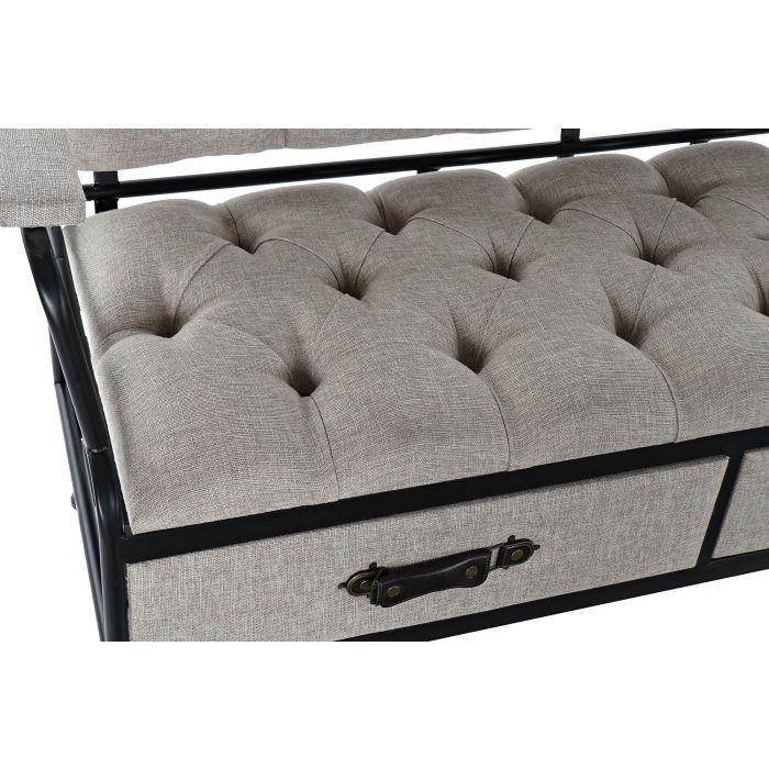 DKD Home Decor Reposapies Scandi Gris 85x85x48 cm | Puff Diseño Nórdico con Altura de Asiento 48 cm en Poliéster y MDF 1