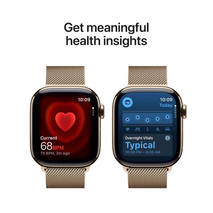 Apple Watch S11 Titan Gold Cellular 42mm con Correa Milanaise Dorada 8