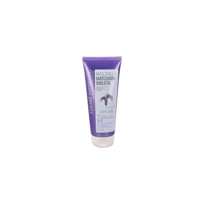 Clearé Institute Mascarilla Matizadora Violeta Neutraliza Tonos Amarillos y Naranjas para Cabello Rubio y Gris 200 ml 98.3% Natural 5 en 1