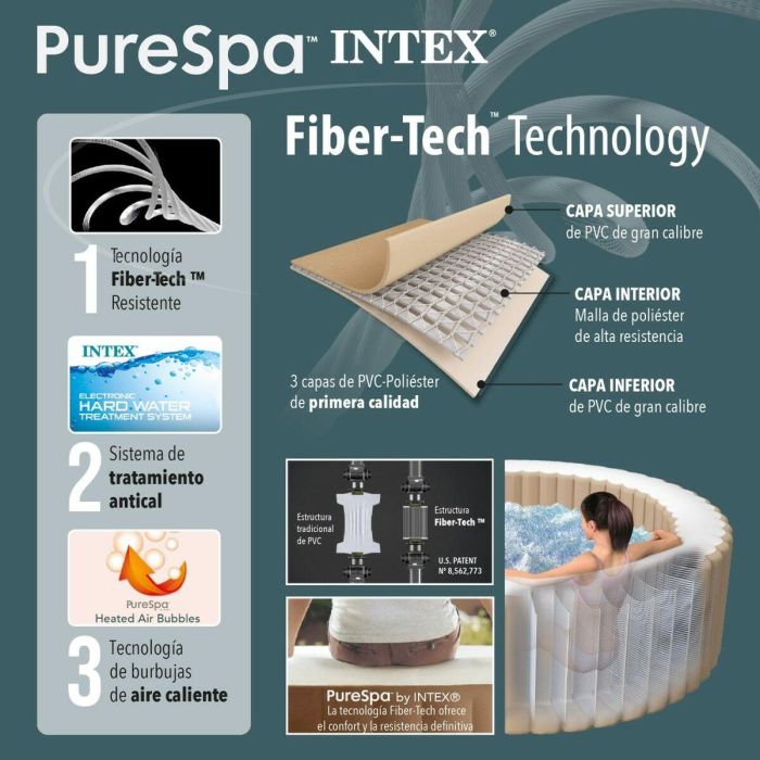 Spa Hinchable Intex Purespa Greywood Deluxe 28442EX 6 plazas 220-240 V 1741 l/h 1089 L 1