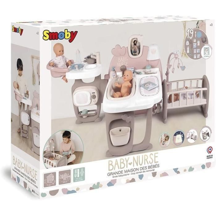 Smoby Casa de los Bebés Baby Nurse con 3 Áreas de Juego, para Muñecos de hasta 42cm, Dimensiones 149x71x71cm, Edad +3 Años 1 Smoby Casa de los Bebés Baby Nurse con 3 Áreas de Juego, para Muñecos de hasta 42cm, Dimensiones 149x71x71cm, Edad +3 Años 1