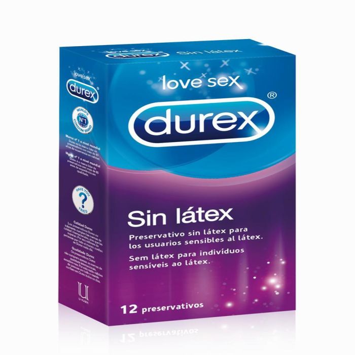 Durex Preservativos SIN LÁTEX 12 unidades Easy-On, transparentes y lubricados. Ideal para piel sensible y alérgicos al látex, seguridad testada.