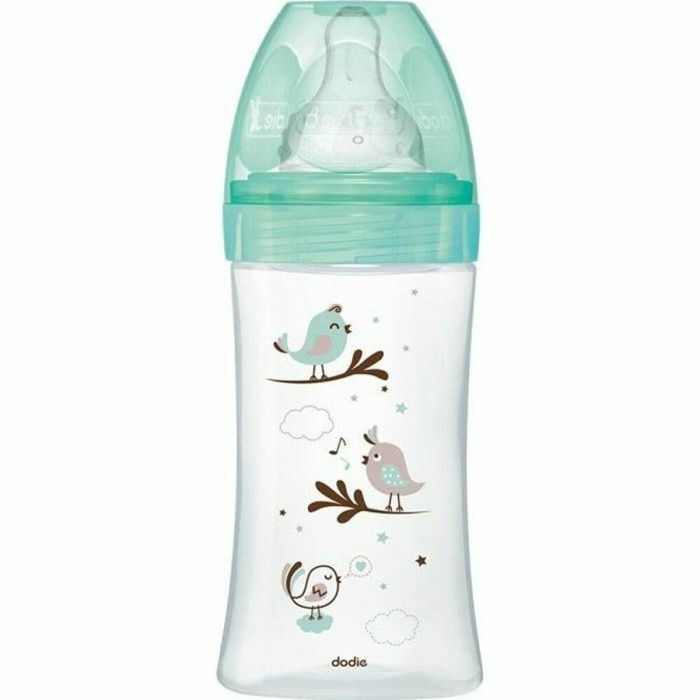 Dodie Biberón anticólicos de vidrio 270ml. Tetina de 3 velocidades (flujo medio). Ideal para bebés desde el nacimiento. Reduce cólicos y regurgitación.