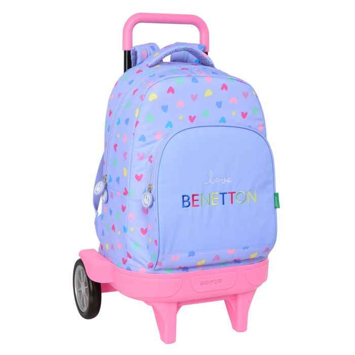 Mochila Escolar con Ruedas Benetton Lila Lila 33 x 45 x 22 cm