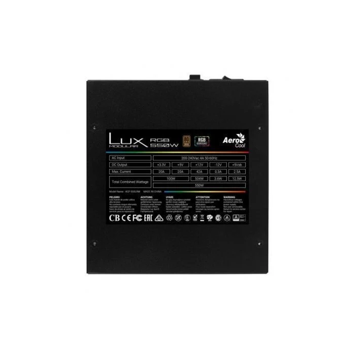 Aerocool LUXRGB550M Fuente de Alimentación PC Semim modular RGB 550W 80 Plus Bronze 230V EU Negro 2