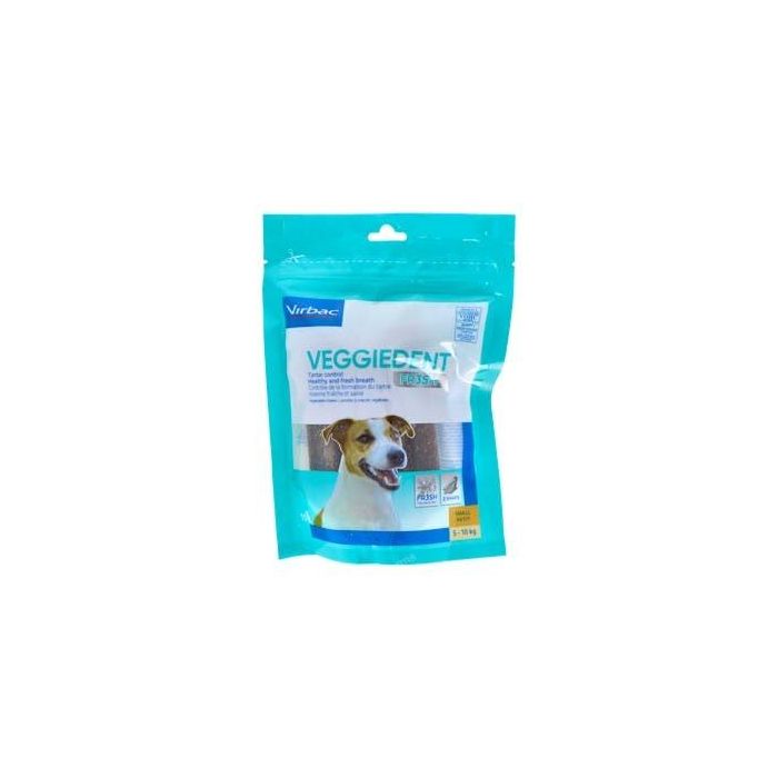 Virbac Veggiedent Fr3Sh S para perros de 5-10 kg, 15 unidades - Complemento dental contra placa y sarro