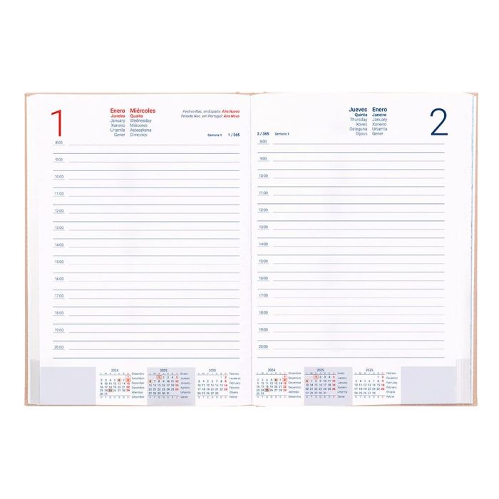 Agenda Encuadernada Liderpapel Creta 170x240 mm 2025 Dia Pagina Color Rosa Nude Papel 70 gr 7