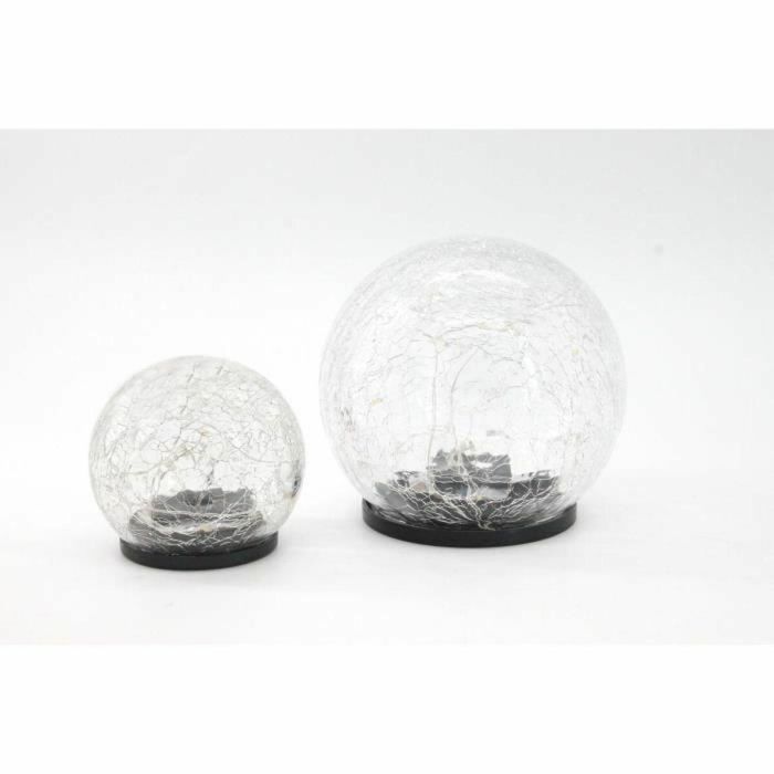Galix Esfera solar efecto cristal roto Ø 10 cm, 15 LED blancos, 10 lúmenes, 8h autonomía Galix Esfera solar efecto cristal roto Ø 10 cm, 15 LED blancos, 10 lúmenes, 8h autonomía