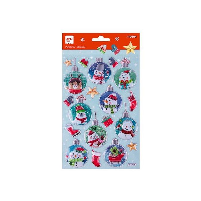 Pegatinas Apli Navidad Bola Muñeco De Nieve 1H 5 unidades
