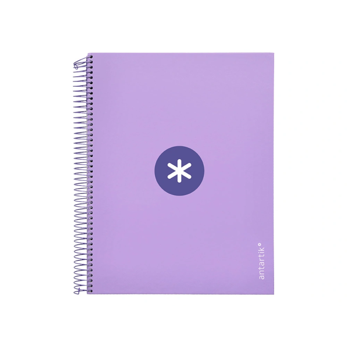 Antartik Cuaderno espiral A4 micro tapa forrada 120 hojas 90 gr cuadro 5mm 5 bandas color lavanda 2