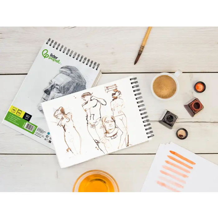 Liderpapel Bloc Dibujo Esbozos Espiral DIN A6 105x148mm 100 Hojas 90gr/m2 7