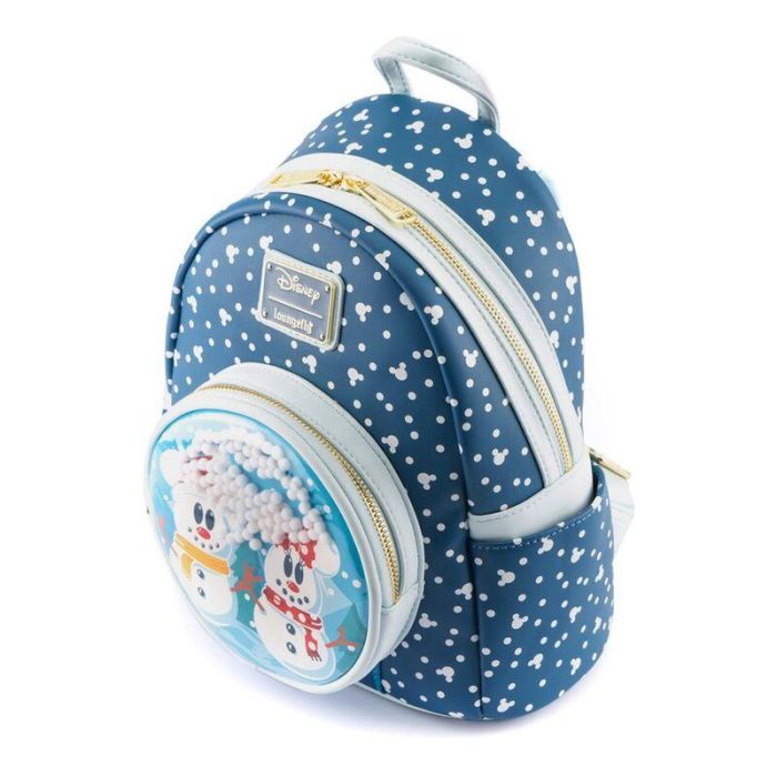 Loungefly Mochila Mini Disney Mickey y Minnie Snow Globe con Pompones - Cuero Vegano 2 Loungefly Mochila Mini Disney Mickey y Minnie Snow Globe con Pompones - Cuero Vegano 2