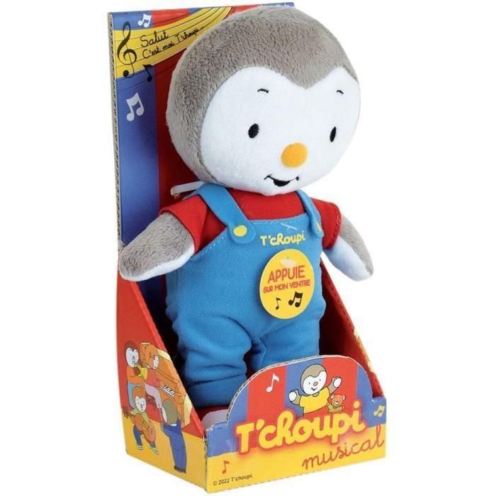 Jemini Peluche Musical T'choupi de 20cm para Niños y Niñas, Fabricado en Poliéster Suave, Lavable Superficialmente, Ideal a partir de 1 Año 1
