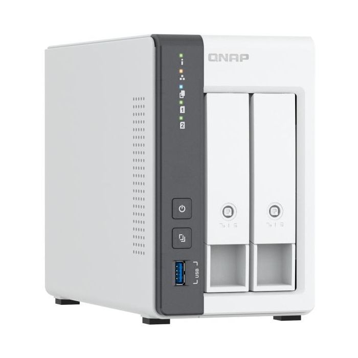 Qnap Servidor NAS TS-216GR+ con 2 Bandejas ARM Quad-Core 2 GHz 4 GB RAM 2.5 GbE Cifrado AES-256 RAID 0/1 38.6 TB SATA QTS 5.1.7 2
