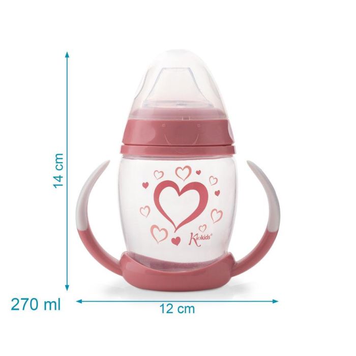 KioKids Taza de Aprendizaje Step 1 Corazones Soft Nordic +6 meses Color Rosa 3