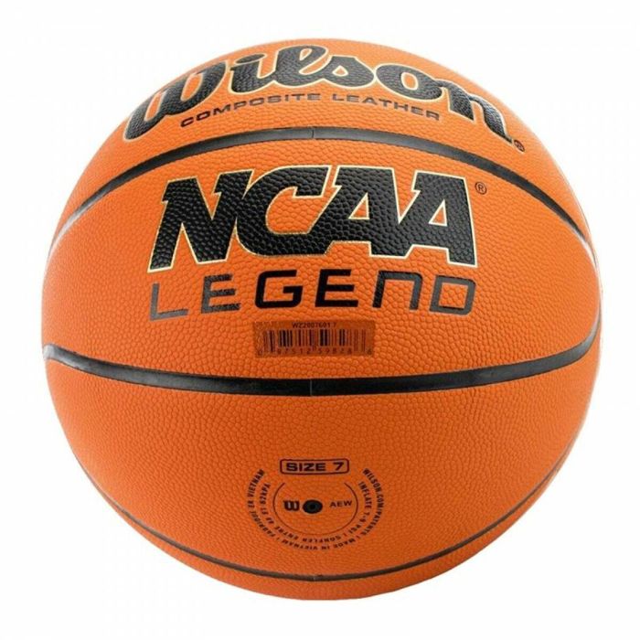 Balón de Baloncesto Wilson NCAA Legend Blanco Naranja Piel Cuero Sintético 7 2