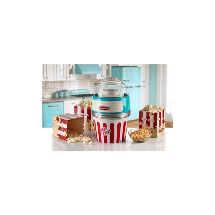 Ariete 2957/01 Máquina de Palomitas Party Time Big Popper Azul, Diseño Retro Años 50, Aperitivo Natural sin Grasas 7