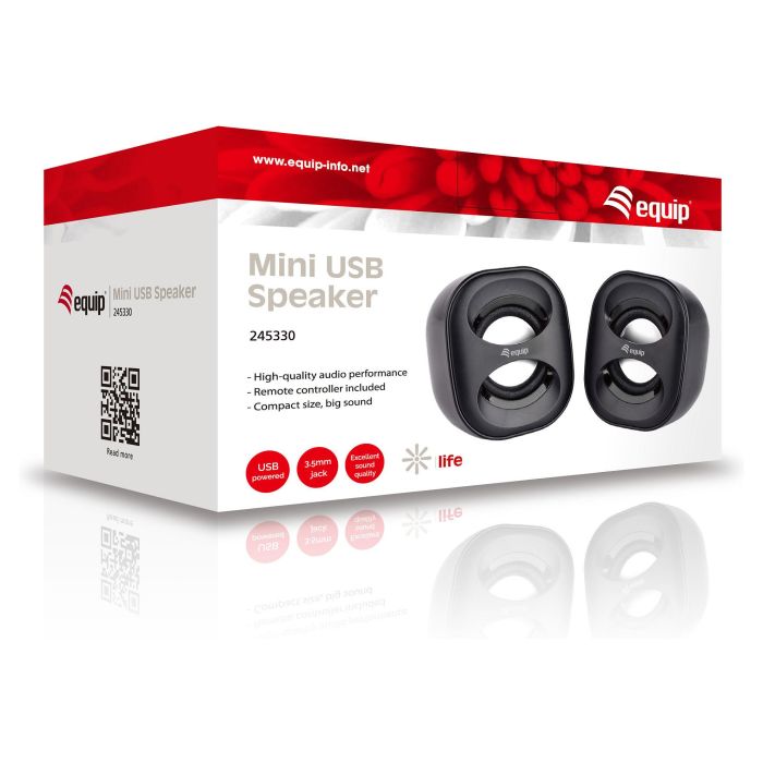 Equip Altavoces 2.0 Mini Negro para PC con Sonido Potente y Conexión USB/Jack 3.5mm Equip Altavoces 2.0 Mini Negro para PC con Sonido Potente y Conexión USB/Jack 3.5mm