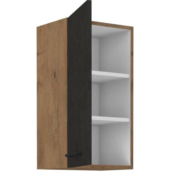 ROCK40G1F Columna ROCK Melamina 1 Puerta Roble Lancelot y Gris Matera - Mueble de Almacenaje 40x72 cm 1