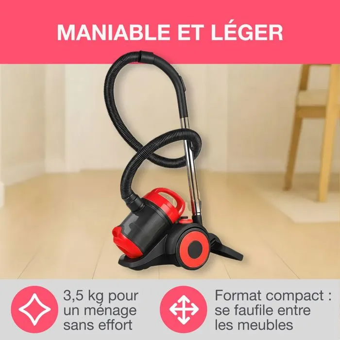 Oceanic VC10RBAX2 Aspiradora de cartucho sin bolsa - 700W - 78 dB - Clase Energética A - Rojo 1