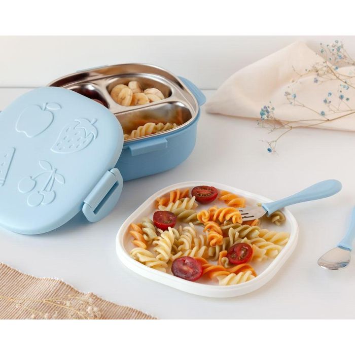 Caja Almuerzo Cuadrado Acero Inoxidable Azul 1 Caja Almuerzo Cuadrado Acero Inoxidable Azul 1
