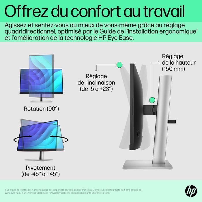 HP Monitor E22 G5 / 21,5" / FHD / HDMI-DisplayPort-USB(A)-USB(B) / Regulable Altura 9