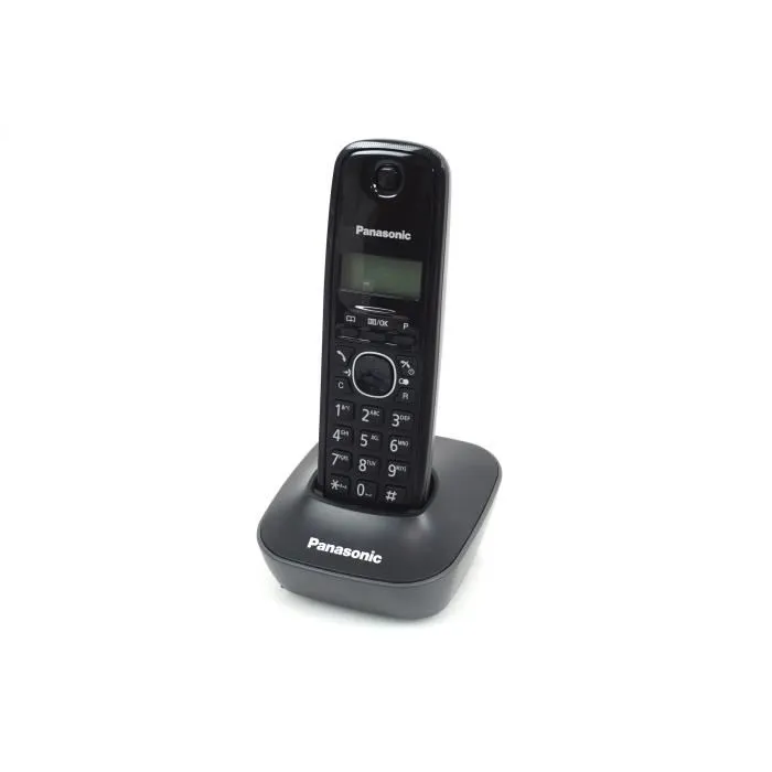 Panasonic KX-TG1611FRH Teléfono Inalámbrico Residencial Digital Negro, Sin Contestador Automático, Pantalla Retroiluminada, Directorio 50 Nombres, 15h Conversación 1