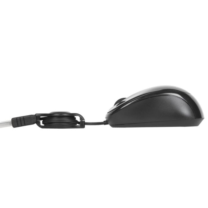 Targus Compact Blue Trace Mouse - Ratón Óptico USB, 1000 DPI, Ambidiestro, Cable Retráctil 0.76m, Negro