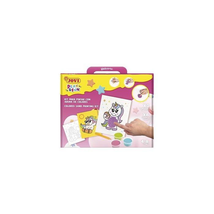 Jovi Play&Fun Pinta con Arena de Colores Unicornios - Juego de Manualidades Temáticas para Niños