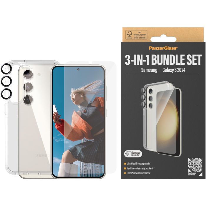 PanzerGlass Pack 3 en 1 para Samsung Galaxy S24 Ultra-Wide Fit con EasyAligner Vidrio Templado Protector de Pantalla 2