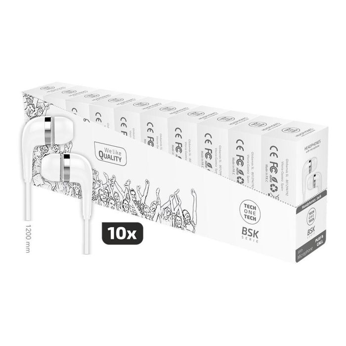 Tech One Tech Auriculares con Micrófono Jack Blancos Pack Ahorro 10 Unidades Cable 1.2m 0 Tech One Tech Auriculares con Micrófono Jack Blancos Pack Ahorro 10 Unidades Cable 1.2m 0