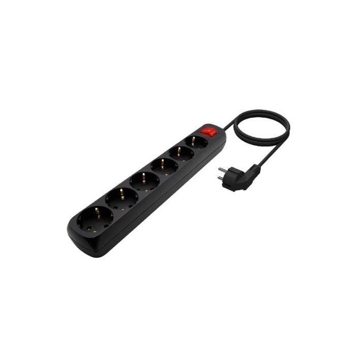 Aisens Regleta de enchufes con 6 tomas, interruptor, cable 1.4M, Negro 1 Aisens Regleta de enchufes con 6 tomas, interruptor, cable 1.4M, Negro 1