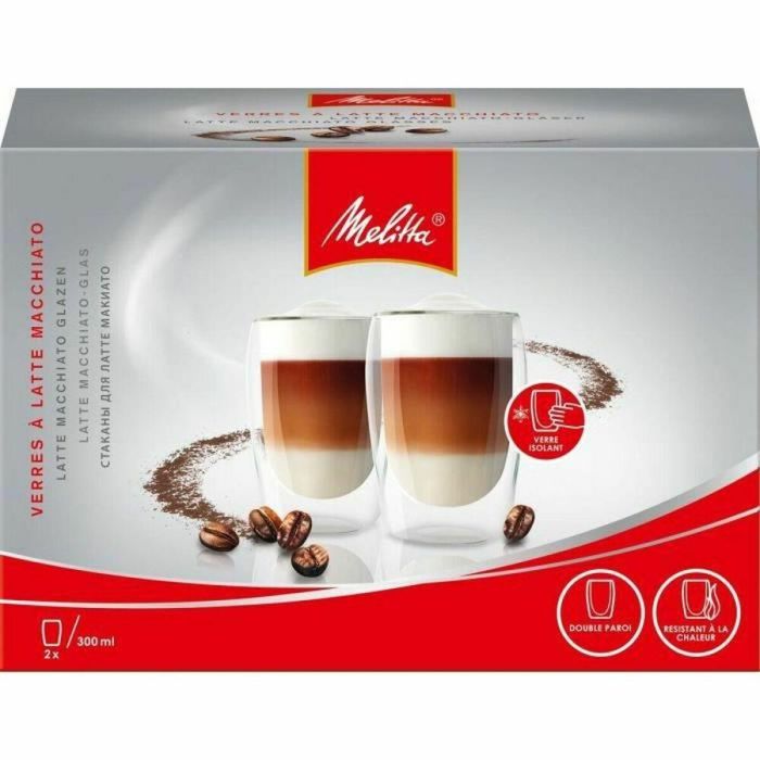 Melitta Set de 2 vasos Latte Macchiato de borosilicato 300ml, doble pared, transparentes, aptos para lavavajillas 2