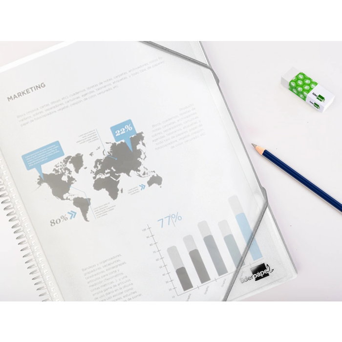 Liderpapel Carpeta Escaparate con Espiral 20 Fundas Polipropileno DIN A4 Transparente 9