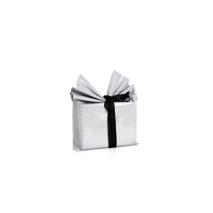 Papel De Regalo Bobina Colibri 30 Cm X 30 M Simple Estampado Blanco Con Puntos Mate