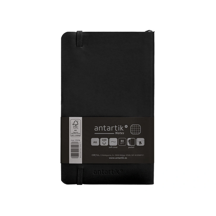 Antartik Cuaderno A6 Tapa Blanda Cuadriculado Negro 100 Hojas 80 gr FSC 2