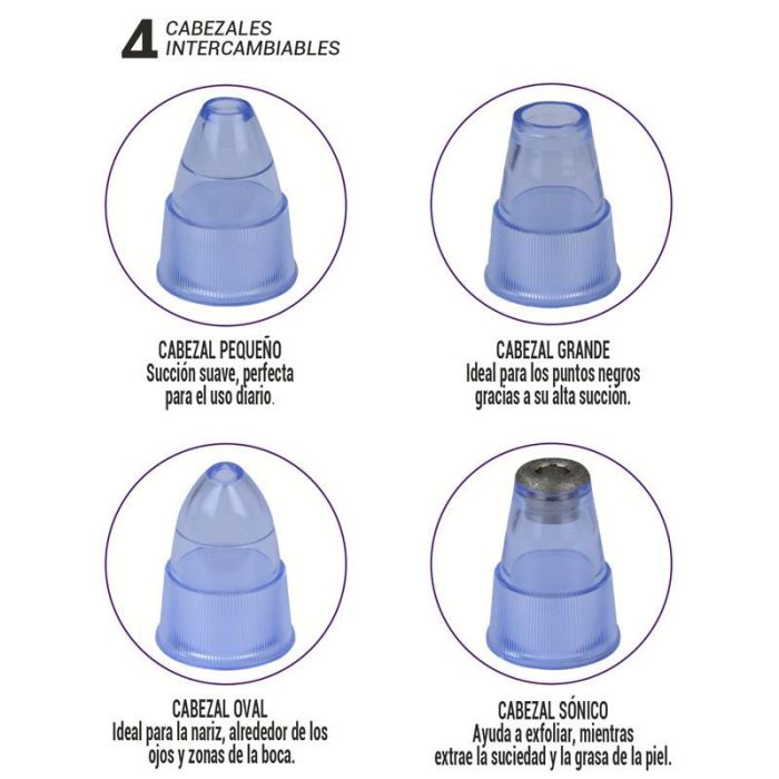 Thulos Limpia Poros Facial TH-BY01 con 4 Cabezales Intercambiables y 2 Modos de Succión 1 Thulos Limpia Poros Facial TH-BY01 con 4 Cabezales Intercambiables y 2 Modos de Succión 1