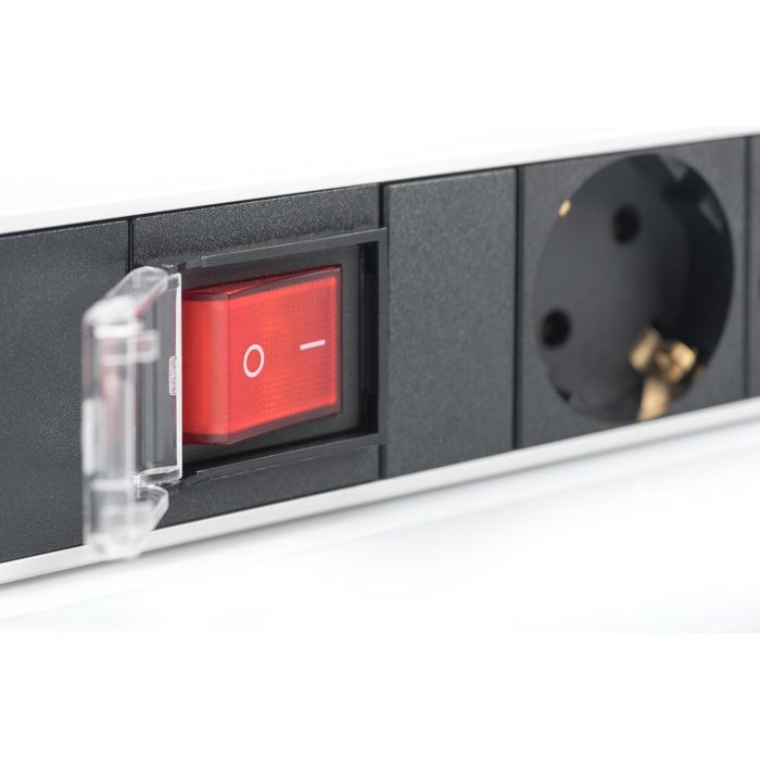 Digitus Regleta de Enchufes de 7 Tomas con Interruptor, Carcasa de Aluminio y Cable de 2m 3
