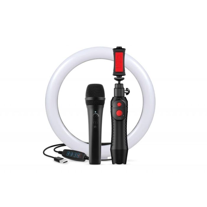 IKMULTIMED Bundle: iRig Mic HD2, iKlip Grip Pro y Aro de Luz LED 10"