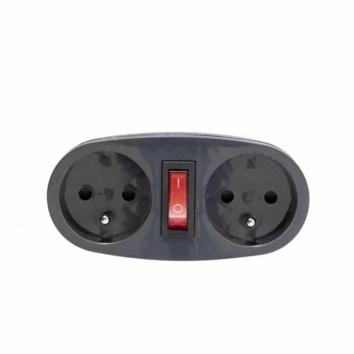 Chacon Toma Eléctrica Biplite Doble con Interruptor 16A, 2 Enchufes, Antracita, para Ahorrar Energía 1